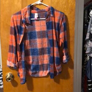 Orange and blue plaid shirt